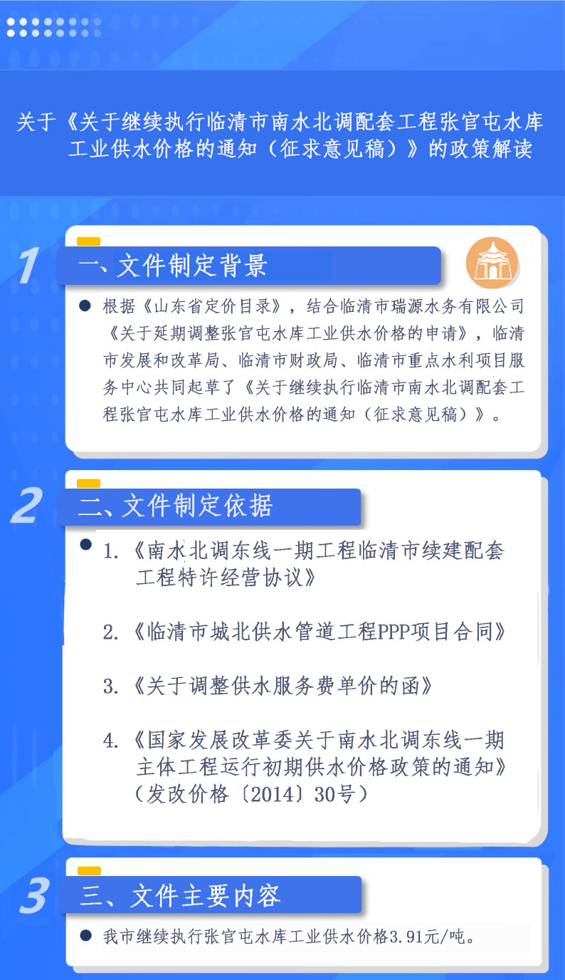 图解《关于继续执行临清市南水北调配套工程张官屯水库工业供水价格的通知》